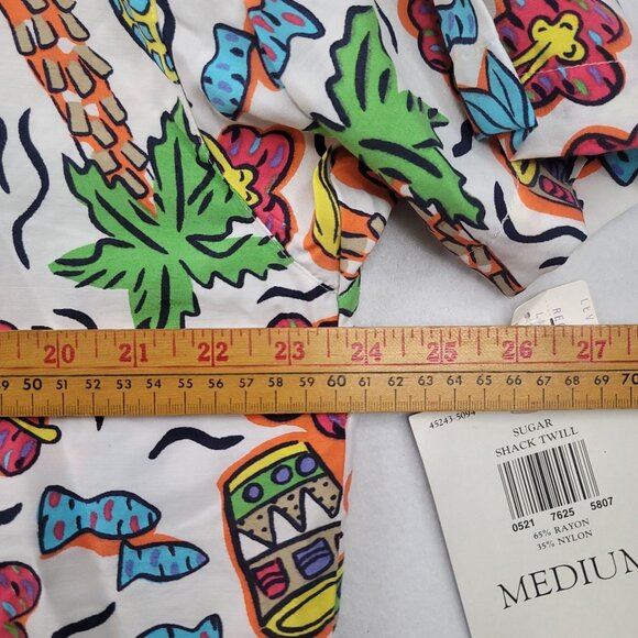 90s Deadstock Dockers By Levis Sugar Shack Short Slv Button Tropical Fruit Shirt - Picture 10 of 11